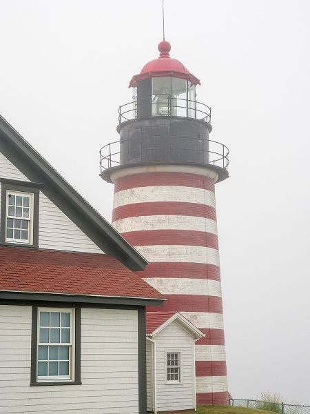 Maine West Quoddy Head Light at Quoddy Head State Park in Lubec-Maine